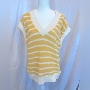 Zara Striped Sweater Vest Size Small Yellow and White NWOT